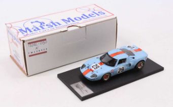 A Marsh Models 1/43 scale factory hand built model of a MM252MS29 Gulf Ford GT40 1968 Sebring race