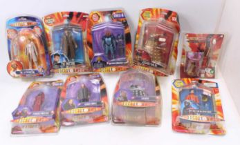 Nine Doctor Who related action figures and others by Character Options Ltd to include The Fifth