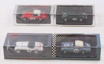 A collection of four various boxed Spark Models 1/43 scale Austin Healey related miniatures to