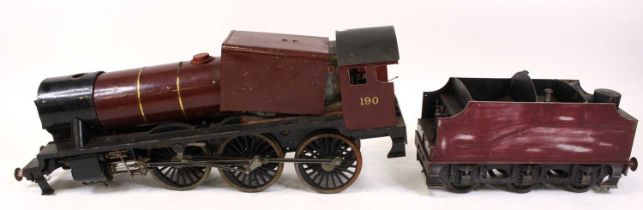 Part built 5 inch gauge live steam Royal Scot 4-6-2 locomotive and tender, suitable for spares or