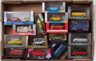 One tray containing a quantity of Volkswagen related 1/43 scale diecast vehicles to include a