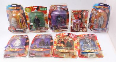 Nine Doctor Who related action figures by Character Options Ltd, to include SV7 Robot, The Master