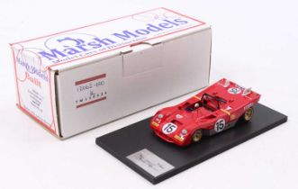 A Marsh Models 1/43 scale factory hand-built model of an MM259 MM15 Ferrari 312 PV 1971 Monza race