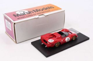 A Marsh Models Thundersport 1/43 scale hand built model of a Ferrari P4BOAC 500-67 race car, as