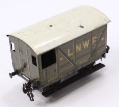 Gauge 1 Bassett-Lowke tinplate goods brake van, LNWR ‘Camden’, grey with white roof, missing