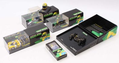 Minichamps Ayrton Senna group of 6 Models and others to include, Brabham BMW BT52B Test By Paul