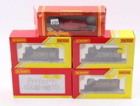 Five small Hornby locos: two R3212 ‘Transatlantic Industries’ 0-4-0 No.585 green lined cream (NM) (