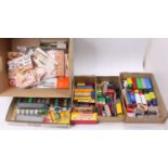 One box containing a large quantity of mixed issue plastic HO scale, and similar, vehicles and