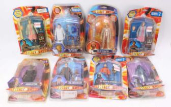 Eight Dr Who related action figures by Character Options Ltd to include the Fifth Doctor and The