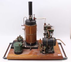 A very well engineered gas powered live steam plant comprising of large vertical wooden clad gas