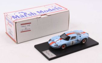 A Marsh Models 1/43 scale factory hand-built model of an MM249 M1 Ford GT40 Gulf 1969 Daytona race