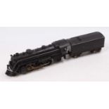 Lionel 0-gauge electric 2-6-2 loco & tender No.1666, black, motion shows corrosion as do wheels