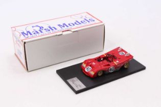 A Marsh Models 1/43 scale factory hand built model of a MM259MW40 Ferrari 312PB 1971 race car,