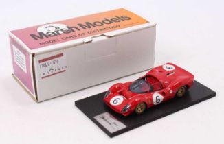 A Marsh Models Thundersport 1/43 scale kit built model of an MM182 Ferrari P4 BOAC 500-67 race