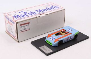 A Marsh Models factory hand-built model of a 1/43 scale No. MM231 B12 Porsche 908/3 race car, a 1970