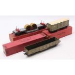 Three Hornby bogie wagons: 1936-41 No.2 High Capacity wagon LMS coal, all wheels replacements (