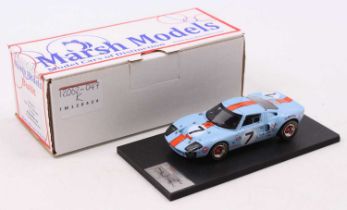 A Marsh Models 1/43 scale factory hand-built model of a Le Mans 1969 Ford GT40, as driven by Hobbs/