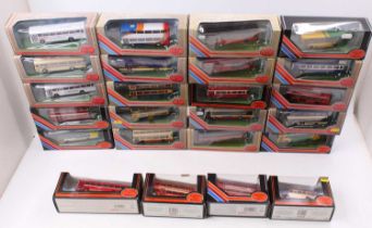 24 boxed EFE 1/76th scale bus and coach models, with examples including a Bedford OB Coach Eastern