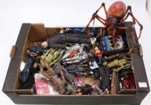 A tray containing Doctor Who related loose action figures and others, to include various Doctors,