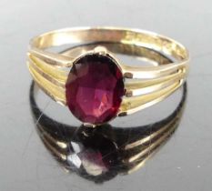 A 9ct gold garnet set dress ring, sponsor T&C, 1.7g, size P