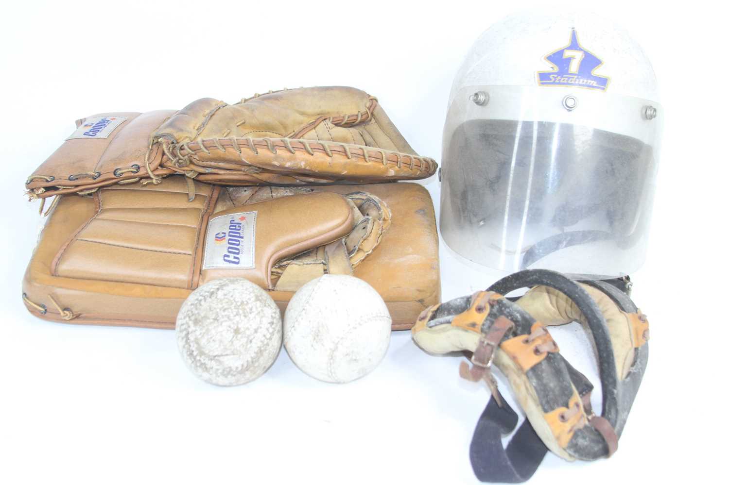 A collection of vintage baseball items