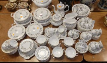 An extensive Royal Albert dinner, coffee and tea service, in the Brigadoon pattern All well used,