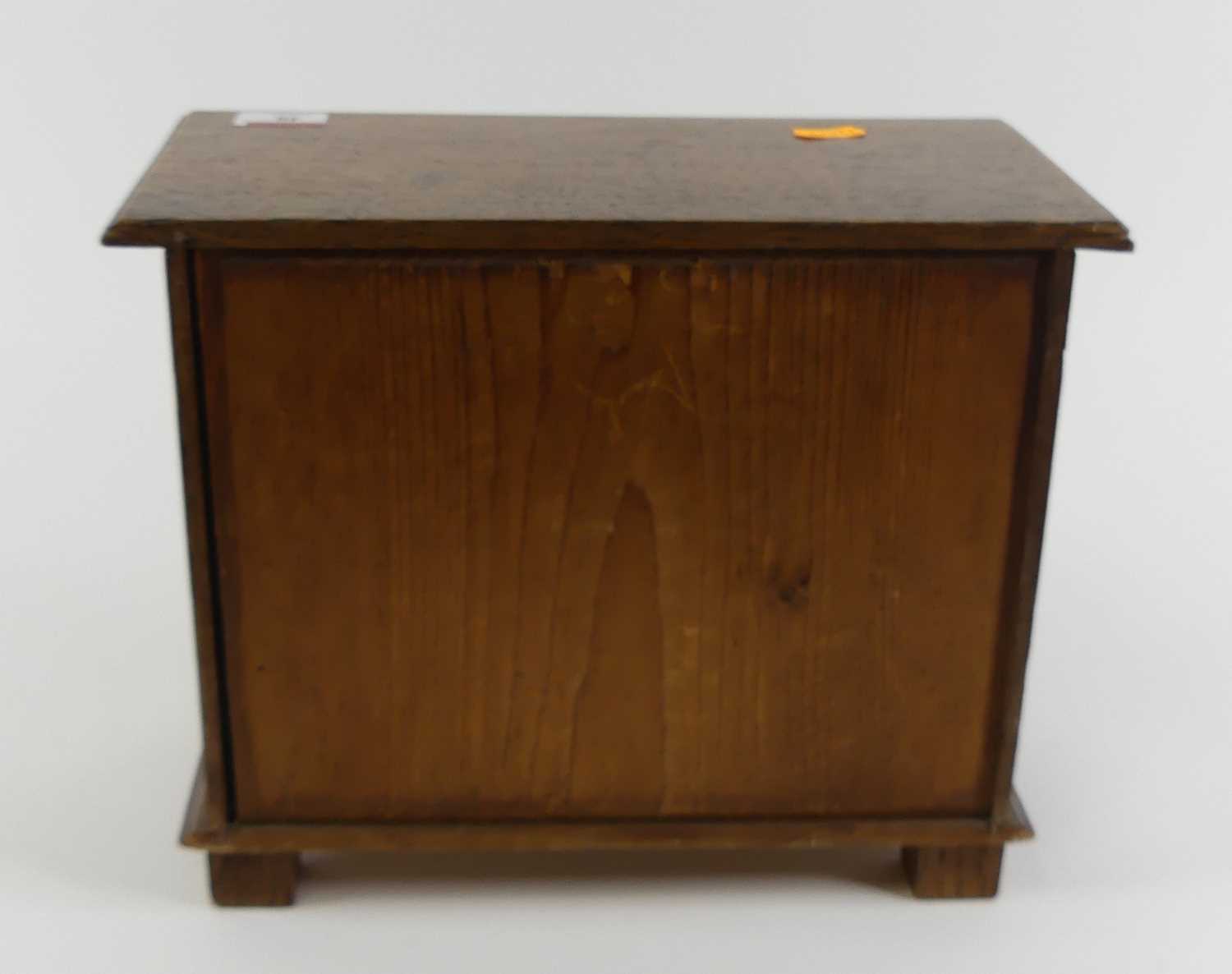 A miniature apprentice type oak chest of three drawers, width 30cm - Image 2 of 2