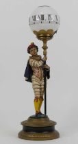 A 19th century painted spelter figural novelty night clock, in the form of a young courtier