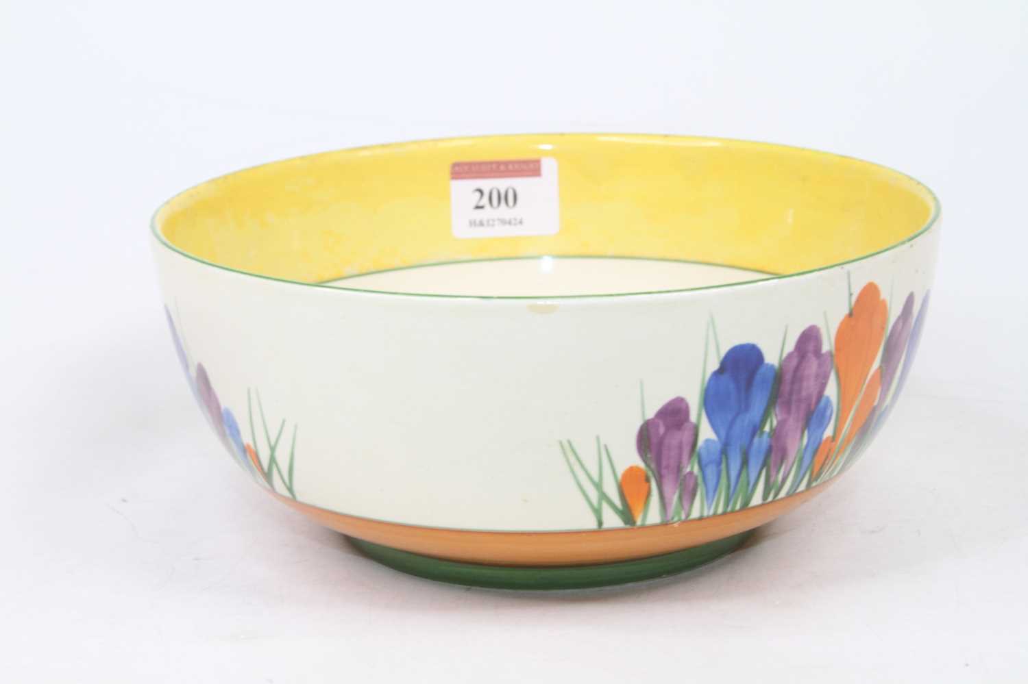 A Clarice Cliff Autumn Crocus pattern bowl, dia. 19.5cm