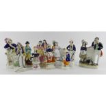 A collection of ten Victorian Staffordshire pearlware figures Sailor and wife – nibbles to the