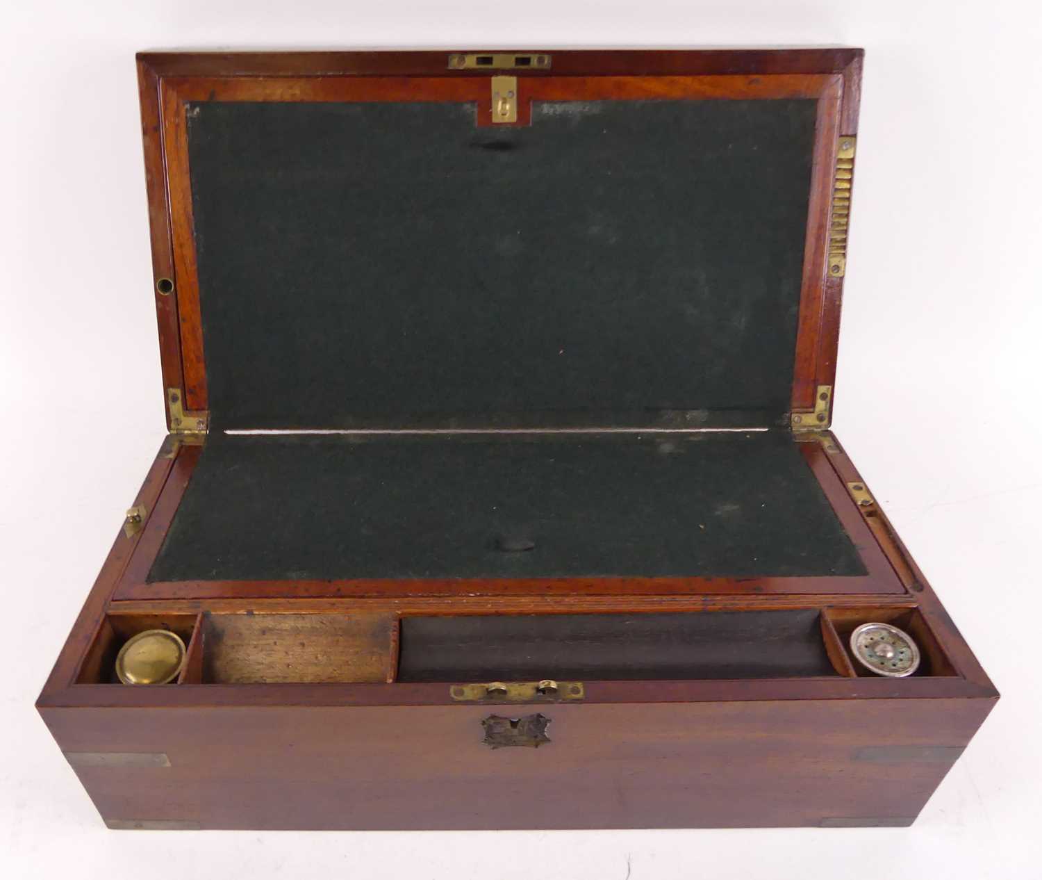 A 19th century brass bound mahogany writing slope, having fitted interior, w.45cm - Image 2 of 2