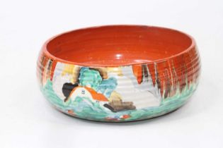 A Clarice Cliff Forest Glen pattern bowl, dia.20cm