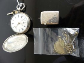 A Victorian silver cased gent's full hunter pocket watch, having keywind movement, case dia.4.9cm;