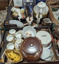 Two boxes of mixed ceramics, to include a Coalport Lady Anne pattern part coffee service and a