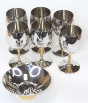 A set of six Viner's stainless steel goblets, designed by Stuart Devlin, h.13.5cm; together with a