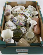 A box of miscellaneous items to include a Nao Spanish porcelain figure of a girl with basket,