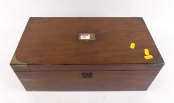A 19th century brass bound mahogany writing slope, having fitted interior, w.45cm