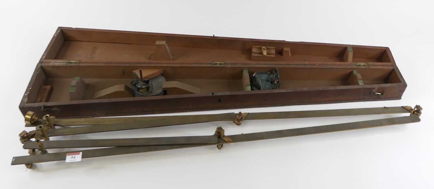 A 19th century brass pantograph, one arm engraved Troughton & Simms of London, in a fitted - Image 2 of 3