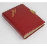 A vintage autograph letters album, mainly late 19th century, bound in red leather with lock