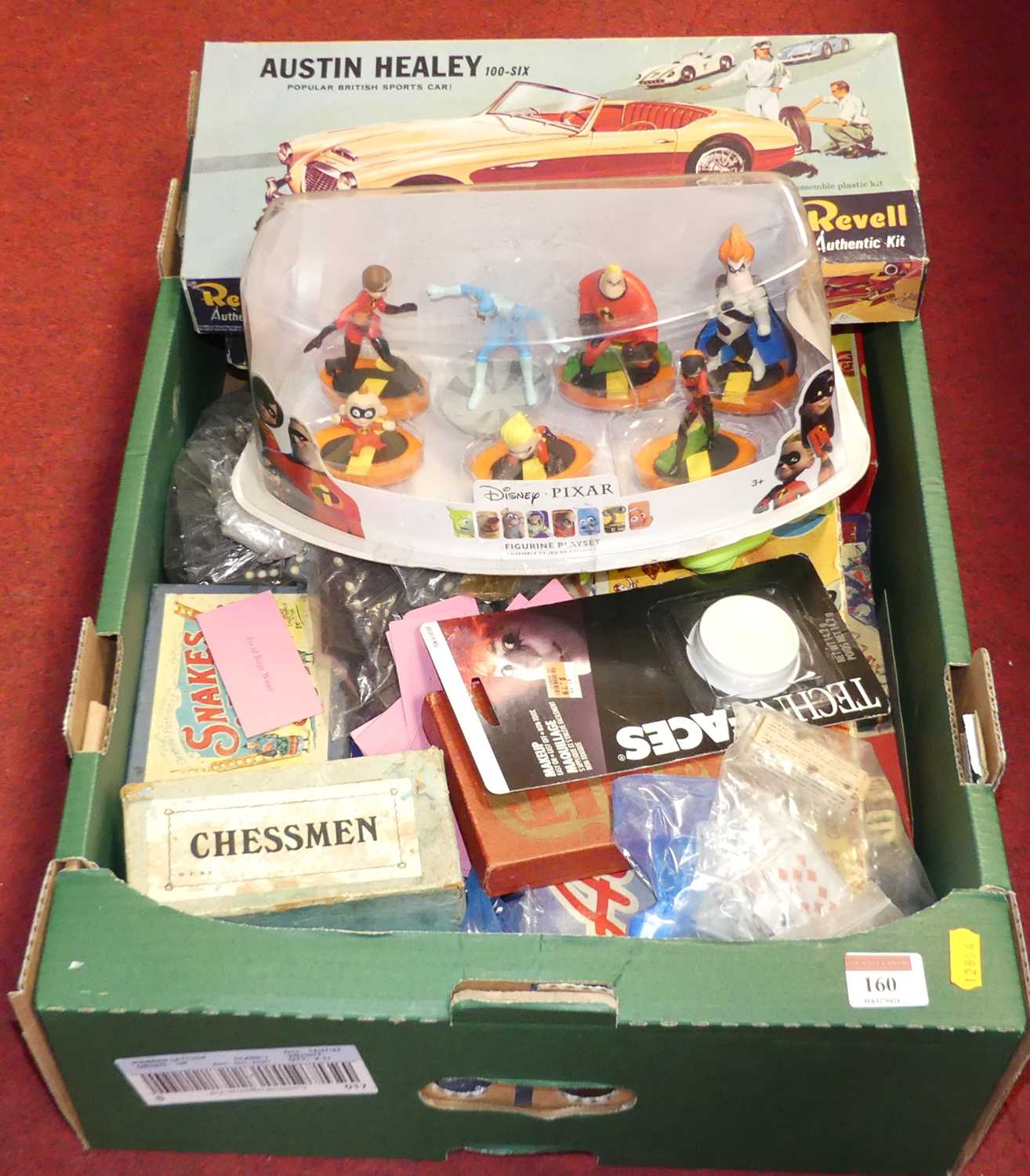 A collection of mixed toys, to include Disney Pixar Incredibles figurine set, Revell Austin Healy