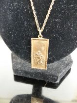 A modern 9ct gold pendant on finelink neck chain, 8.3g
