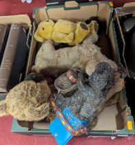 A collection of vintage teddy bears, to include a blond mohair stuffed lion