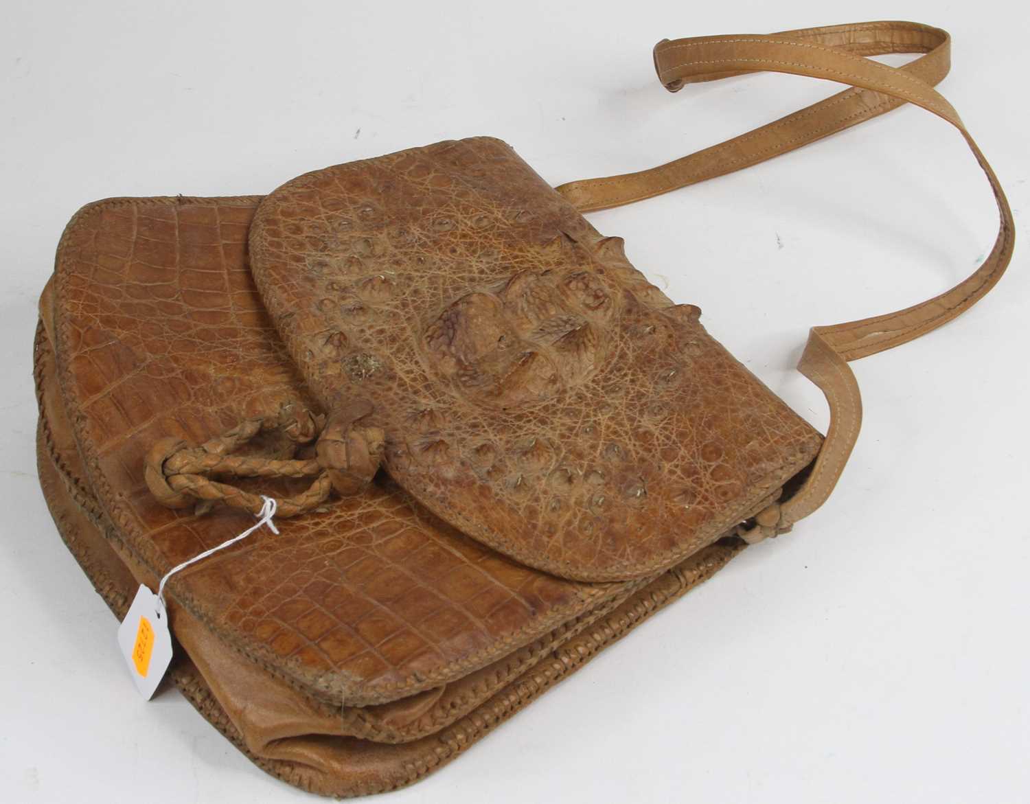 A vintage crocodile leather lady's handbag