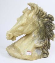 A carved hardstone horses head, h.34cm