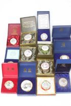 A collection of enamel pill and patch boxes, to include English Enamels by Crummels, Halcyon Days,