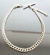 A 9ct gold graduated curblink watch chain, with Albert and lobster claw clasp, 32g, length 32.5cm