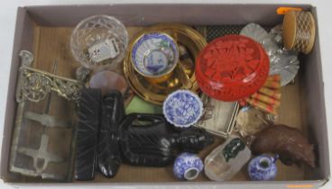 Miscellaneous items to include a Chinese cinnabar lacquer box, blue and white porcelain, Black