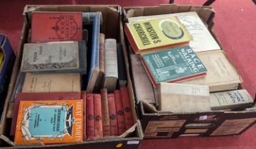 Two boxes of vintage books, to include Churchill, Mrs Beeton, and Trevelyan