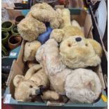 A collection of vintage teddy-bears, to include blond mohair examples