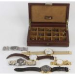 A collection of costume jewellery to include cufflinks and fashion wristwatches, to include Timex